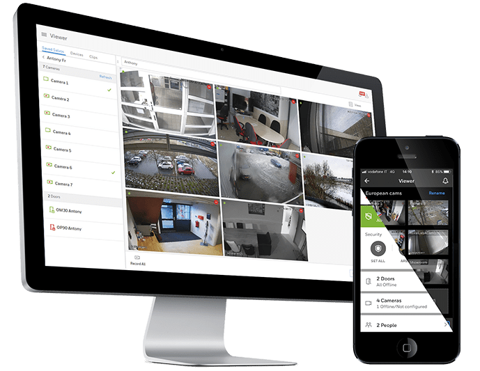 visualização de câmeras por computador e smartphone